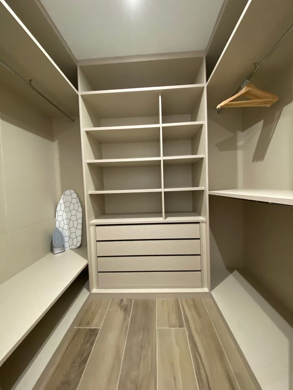 Walk-in closet interior.