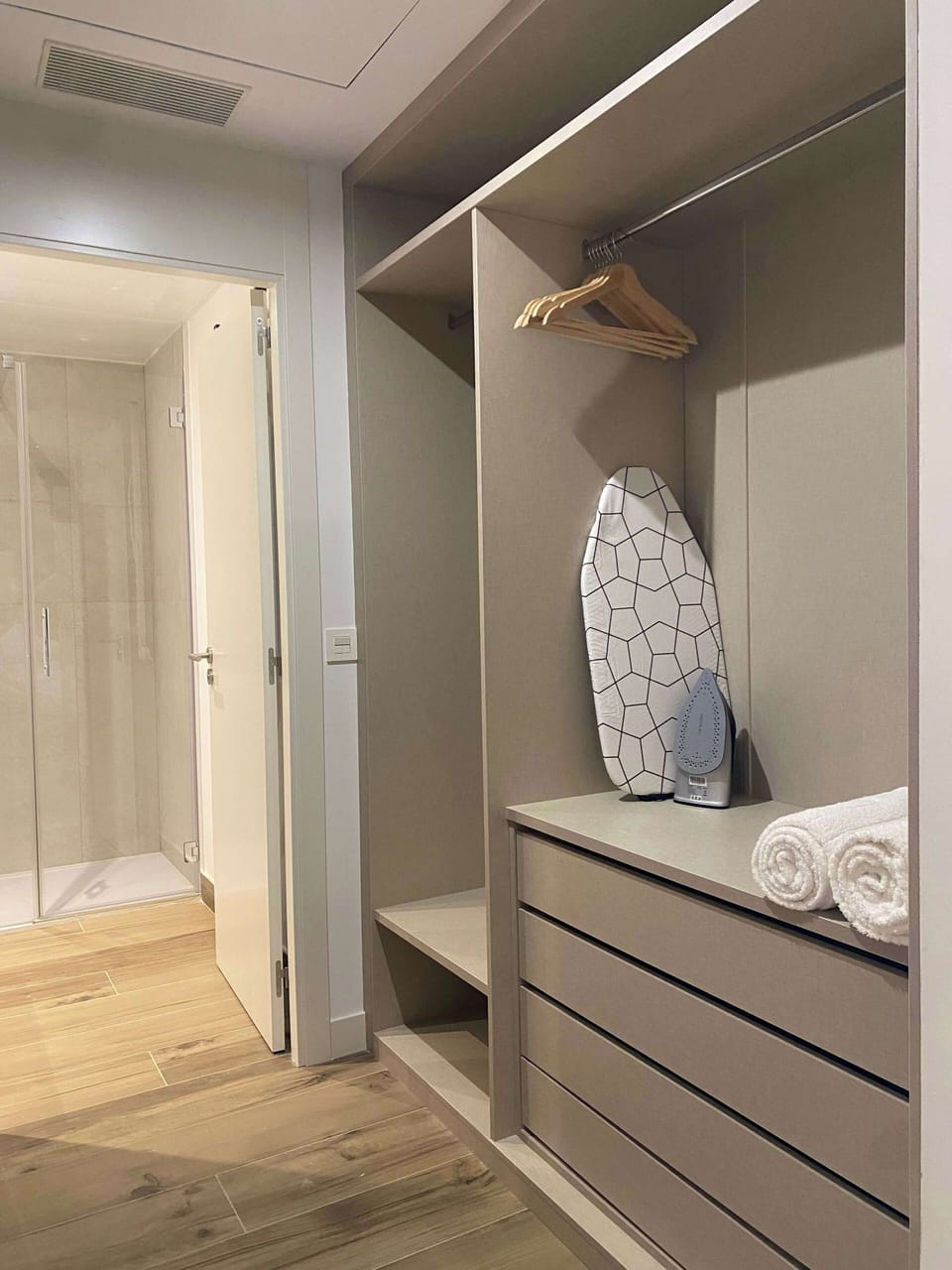 Walk-in closet interior.