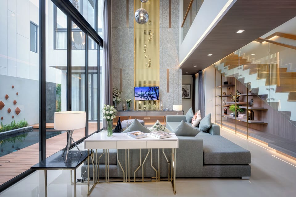 Villa, 4 Bedrooms, Pool View | Living area | 42-inch Smart TV with digital channels, Netflix, streaming services