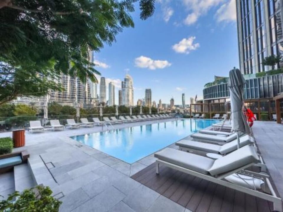Infinity swimming pool with stunning, unobstructed Burj Khalifa views