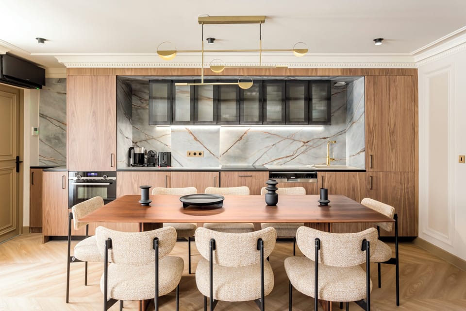 Apartment | Private kitchen | Fridge, microwave, oven, stovetop