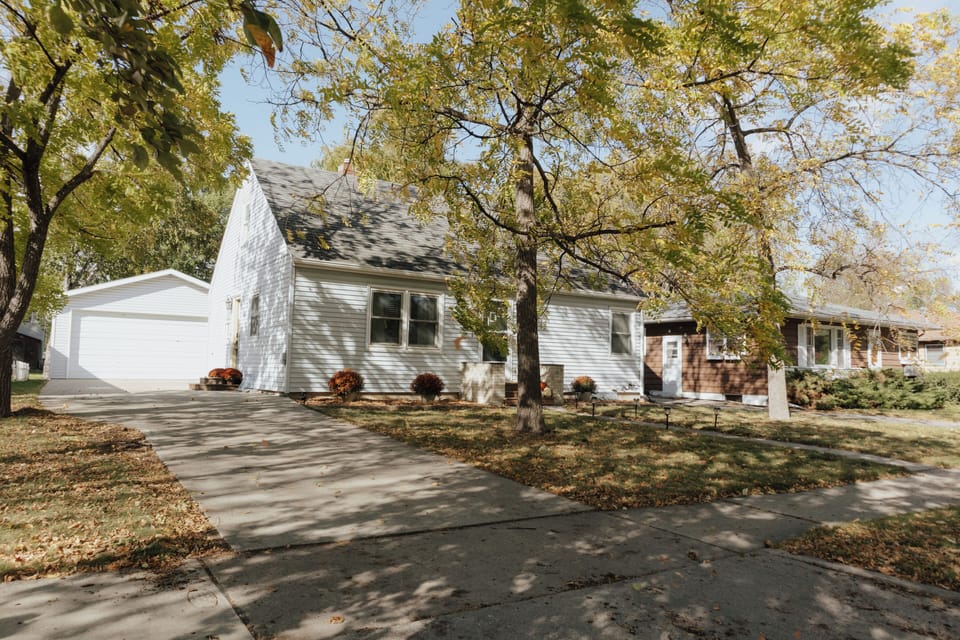 Spacious long driveway with heated garage.