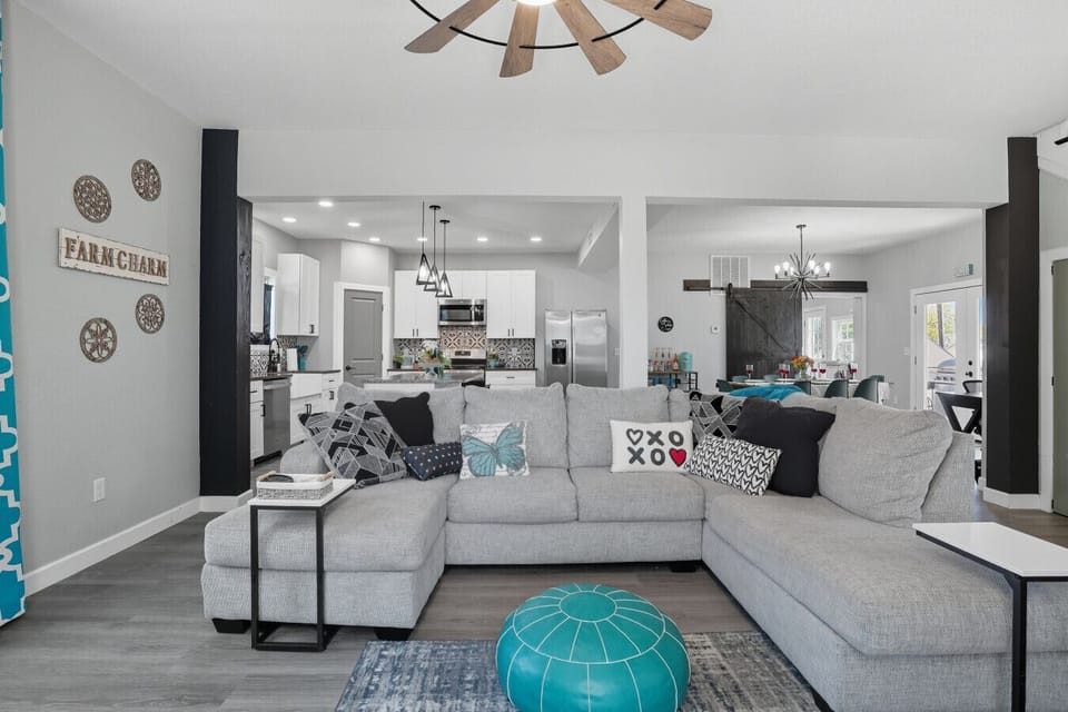 Open Living Area | Modern Farmhouse Style with Cozy Sectional