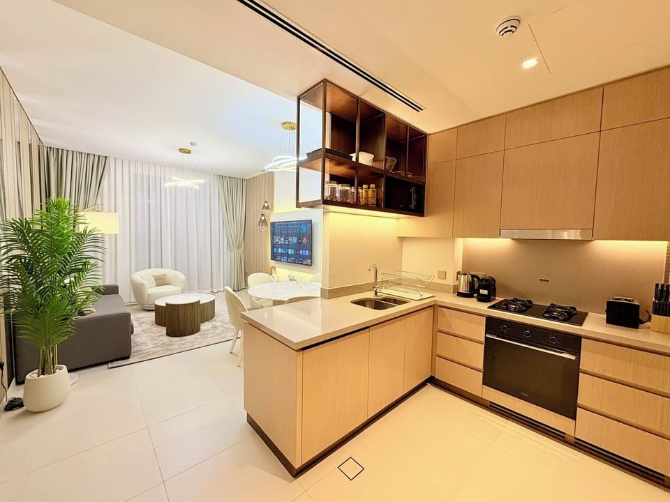 2 bedroom 2 Bathroom Apartments with Burj Khalifa Views | In-room safe, desk, blackout drapes, iron/ironing board