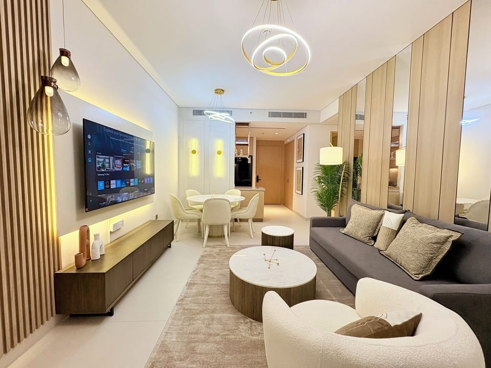 2 bedroom 2 Bathroom Apartments with Burj Khalifa Views | In-room safe, desk, blackout drapes, iron/ironing board