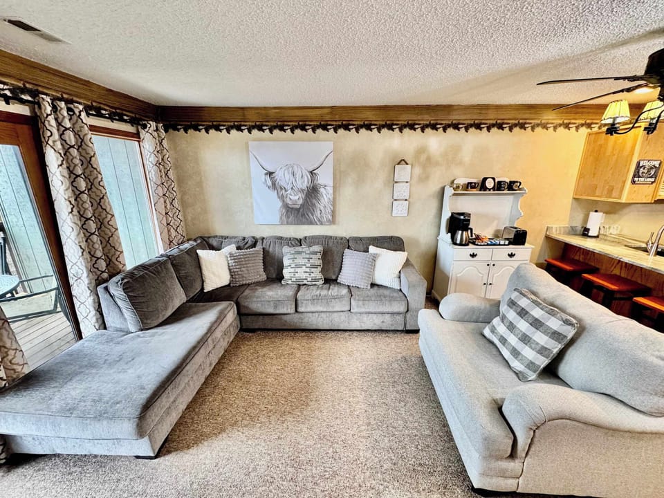 Plenty of seating in our living room.  