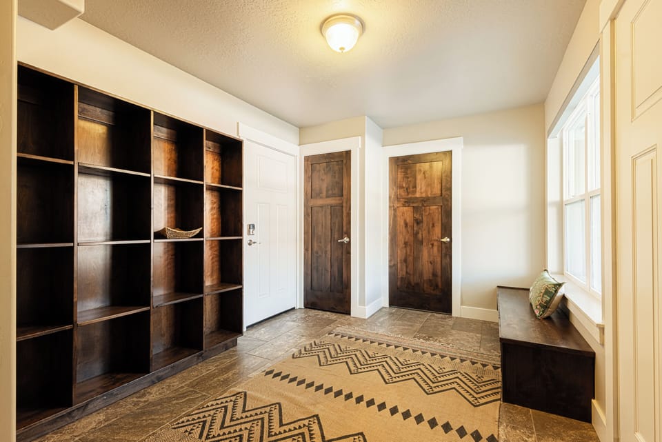 Garage and front door entry into the mud room