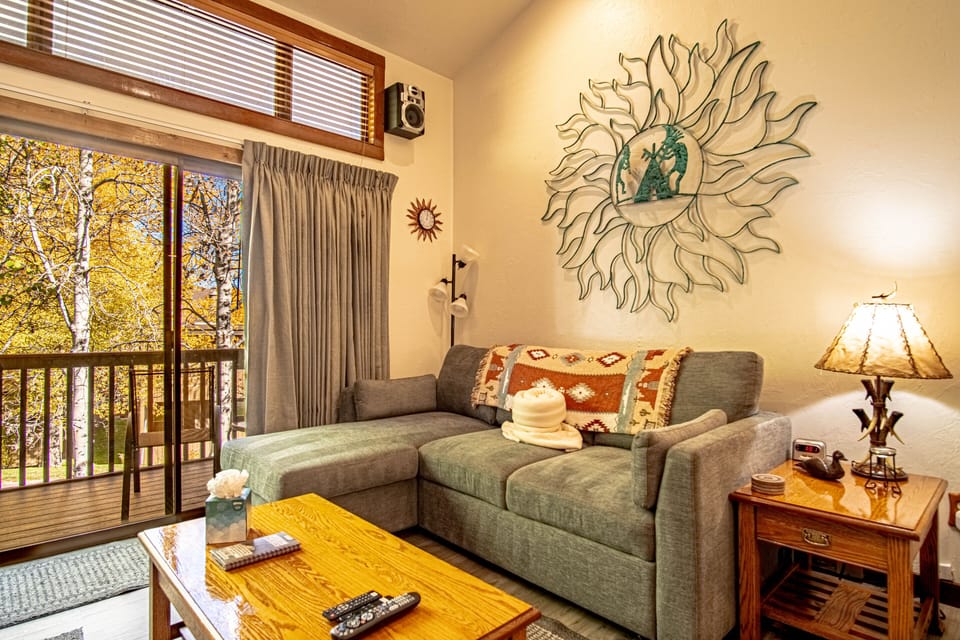 New sofa with chaise-perfect for relaxing after a day on the slopes