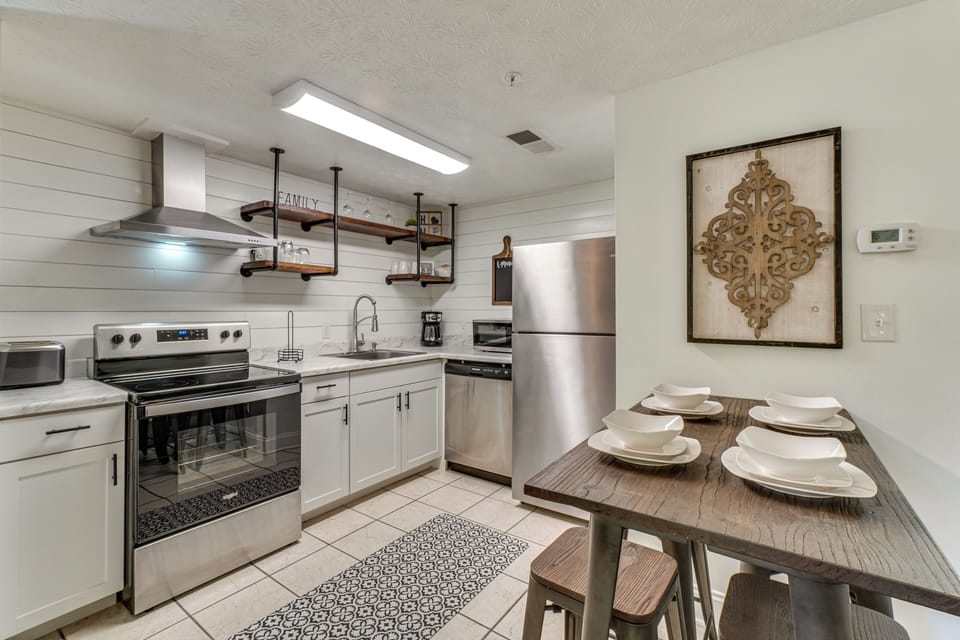 Kitchen & Dining Area | Central A/C & Heating