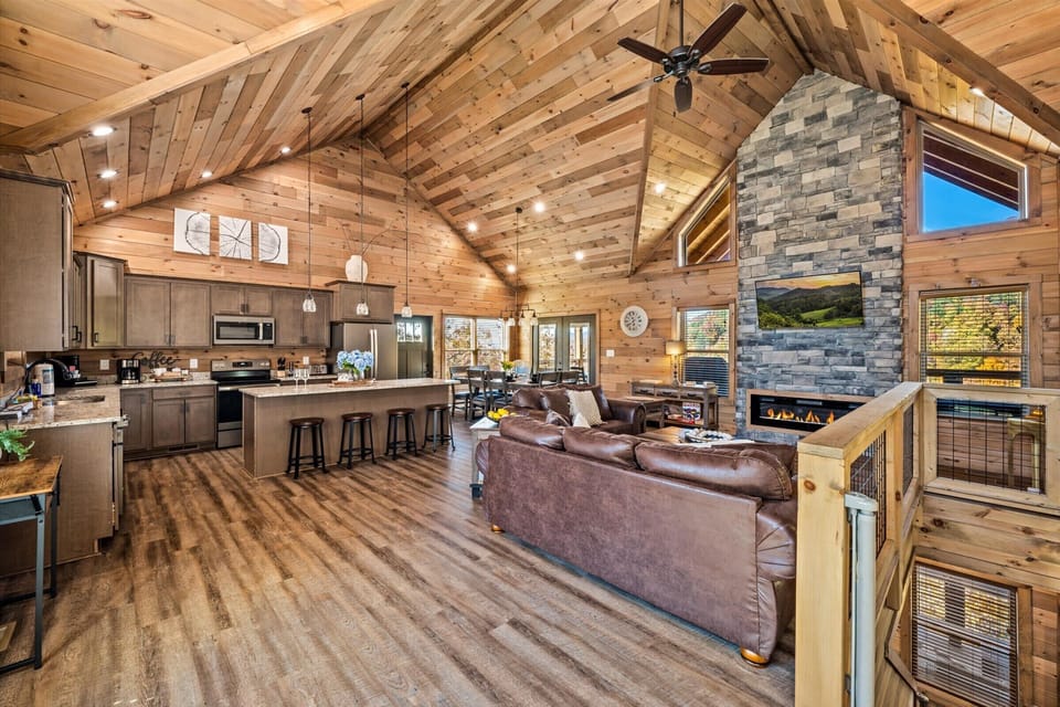 Cozy living area with plenty of room. Perfect for gathering after a day in the mountains.