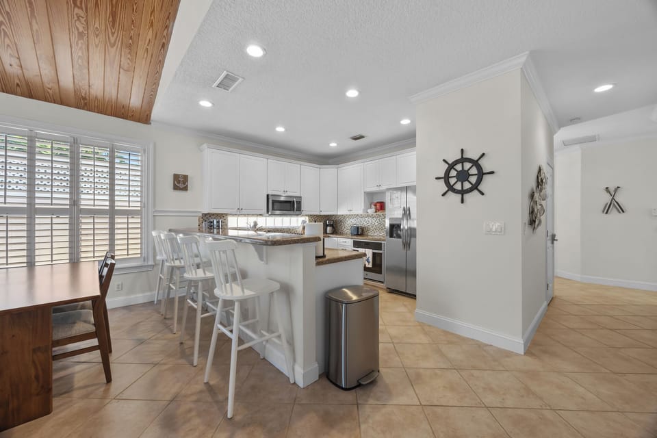 Spacious kitchen with island seating and open layout