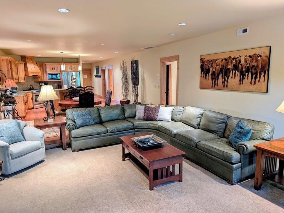 Huge couch for lounging on after a day exploring Mt Hood