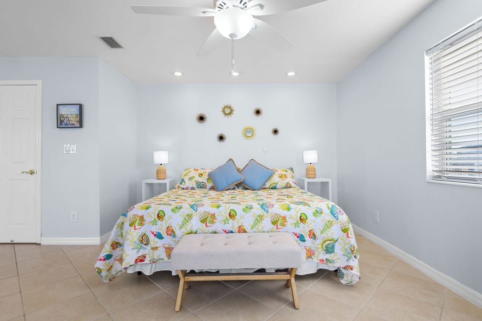 Primary bedroom with king bed