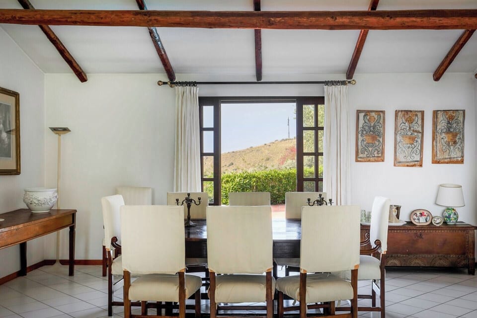 The indoor dining area.