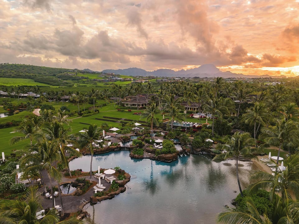 The Lodge at Kukui'ula is a sprawling property made up of great lawns, pool lagoons, a private 10-acre farm, and unrivaled beauty.