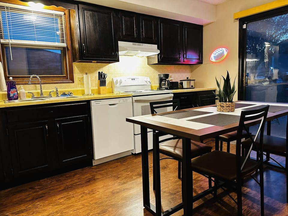 Cozy kitchen with modern appliances and dining nook