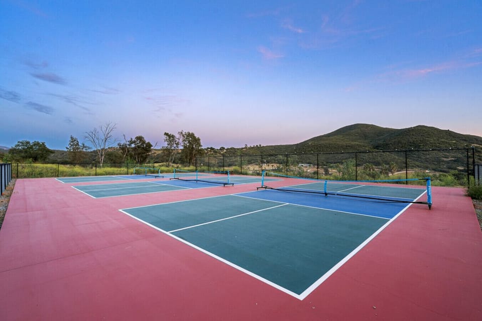 Shared pickleball courts! So much fun.
