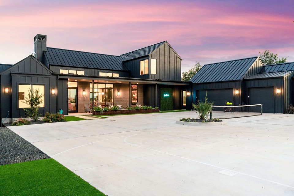 The main house with pickleball in front