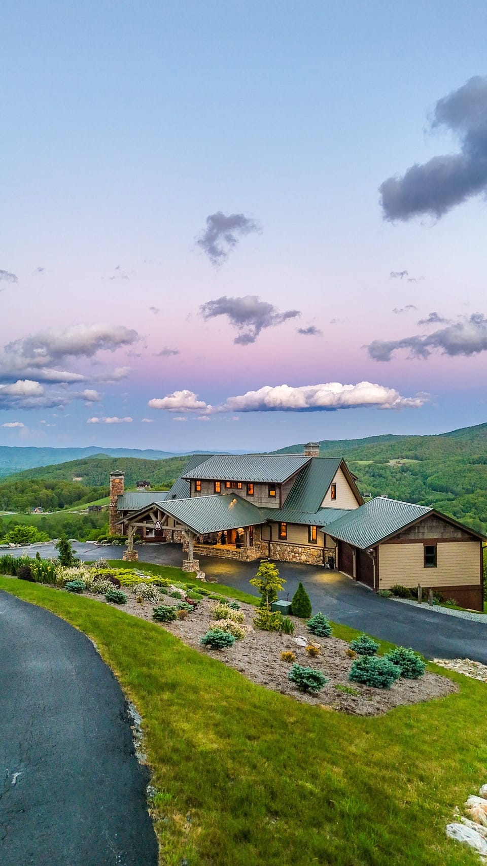 Perched above the Blue Ridge at golden hour, Over The Top Lodge At Chappell Farms makes a grand first impression.