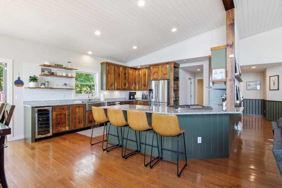 Bar top seating in main upper level kitchen