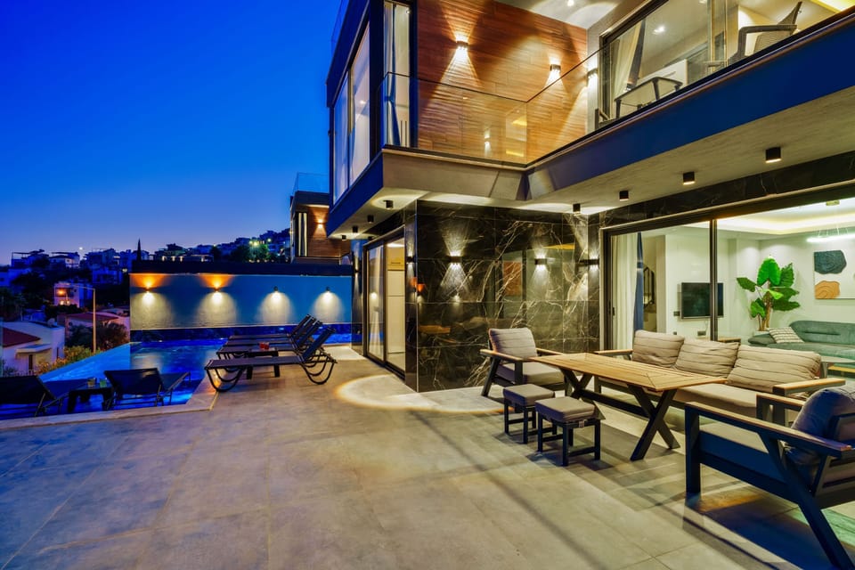 Terrace by the pool perfect for lazy afternoons