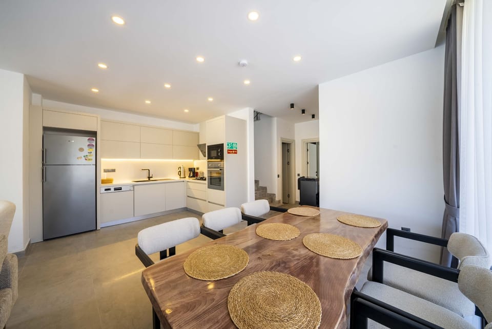 dining and kitchen areas