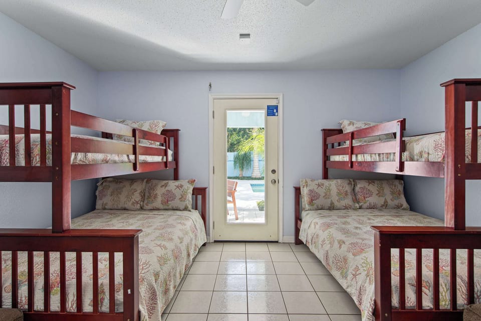 Step straight out to the pool area from the bunk room