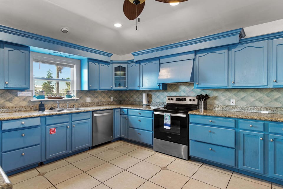 Cook for a crowd with full-size appliances and generous counter space