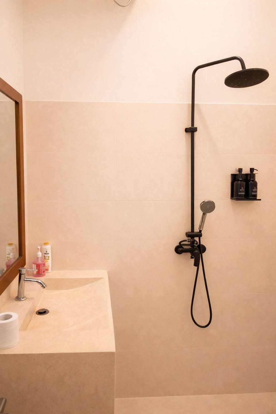Shower, bidet, towels, soap