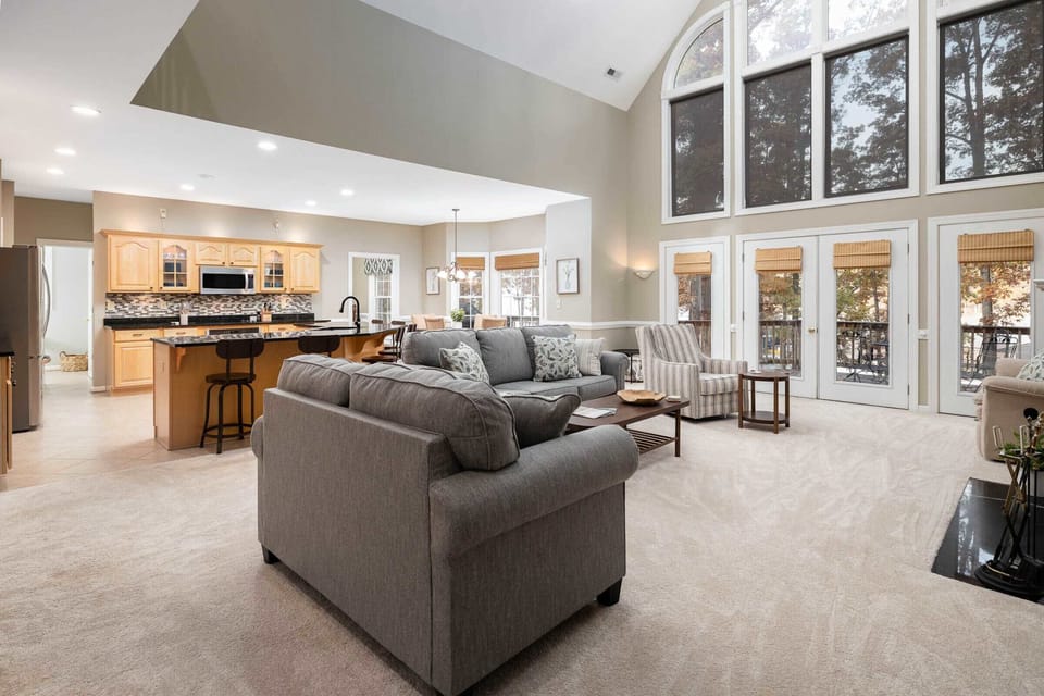 main floor living room and kitchen