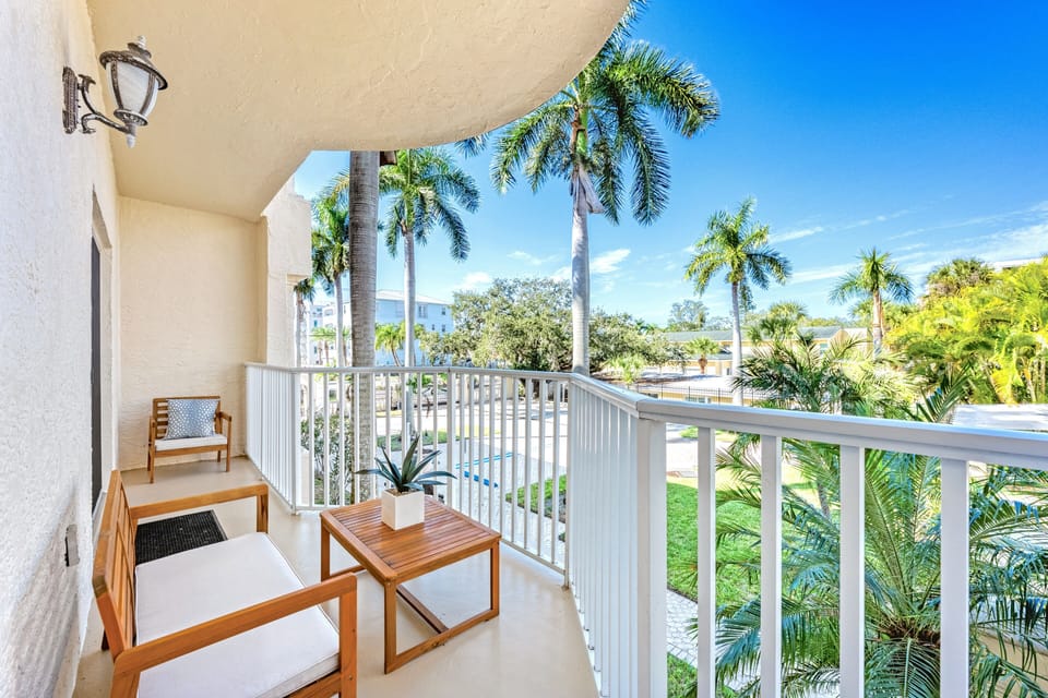 Sunny tropical balcony.