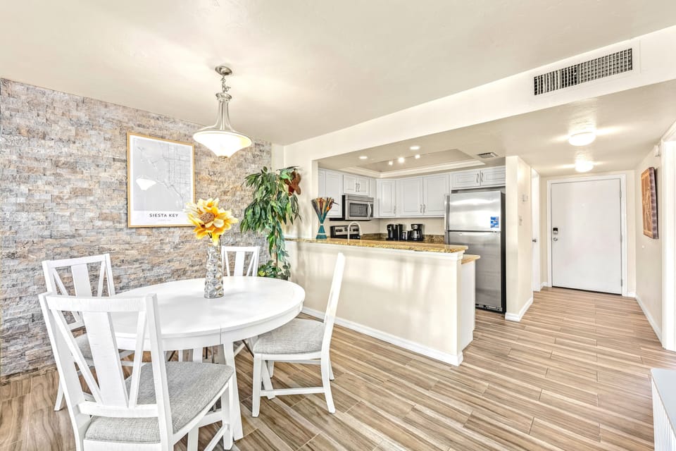 Dining area just outside kitchen.