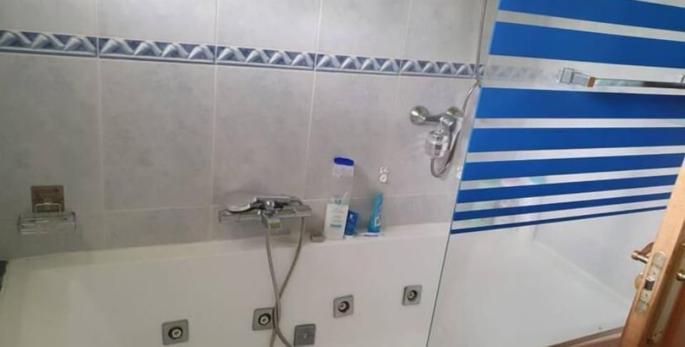 Hair dryer, towels, toilet paper