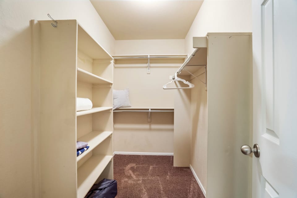 Large walk-in closet, perfect for longer stays and organized living.