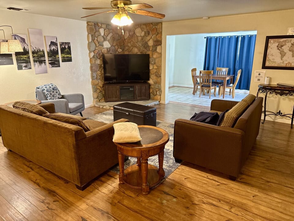 Living room open to dining