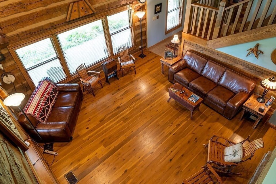 A stunning view of the living area from the loft