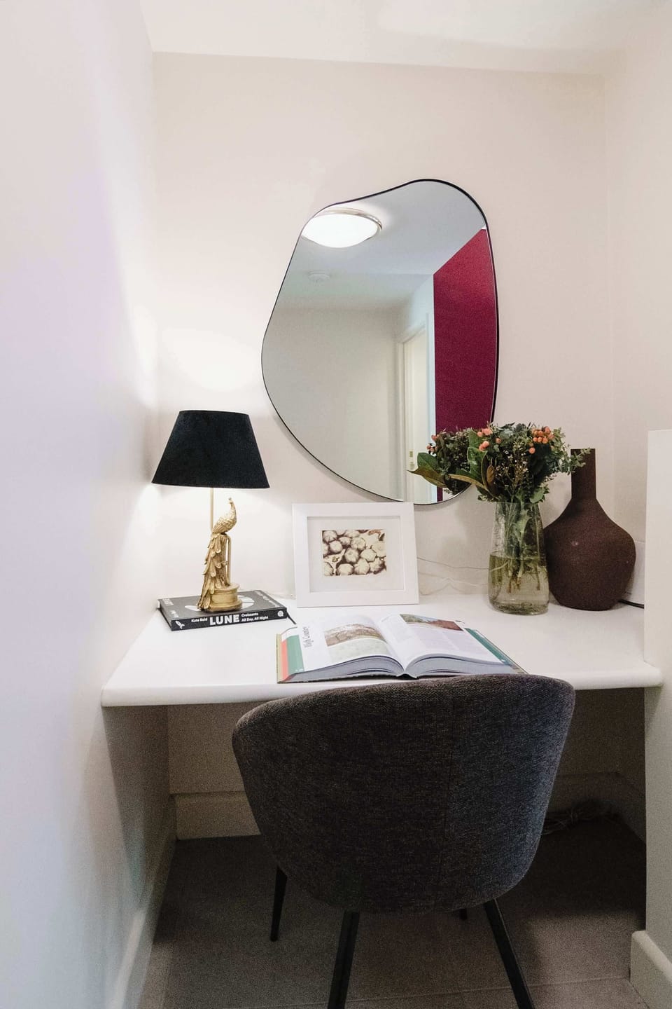 A quiet and comfortable workspace, perfect for remote work or focused moments.
