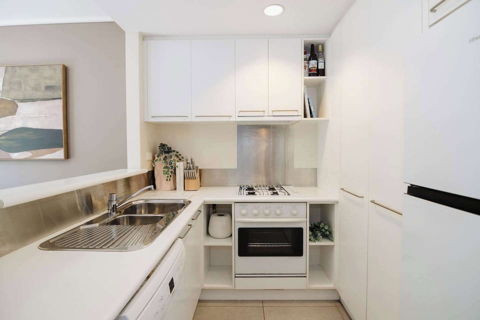 A modern, fully equipped kitchen with everything you need for home-style meals away from home.