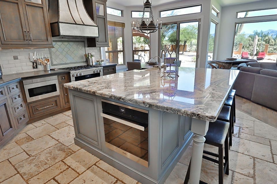 kitchen wit Island showing second oven
