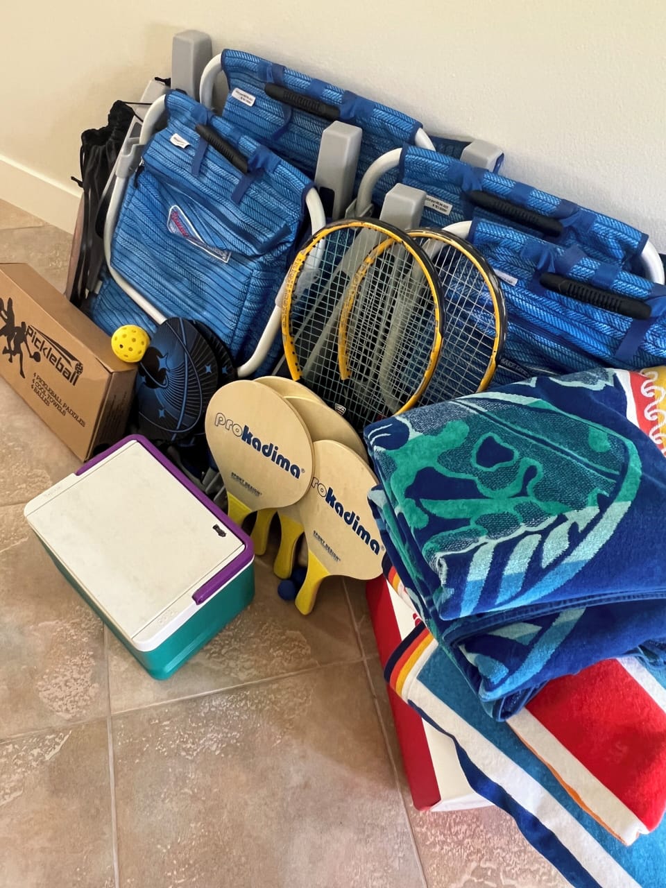 Sports and beech gear available for use.
