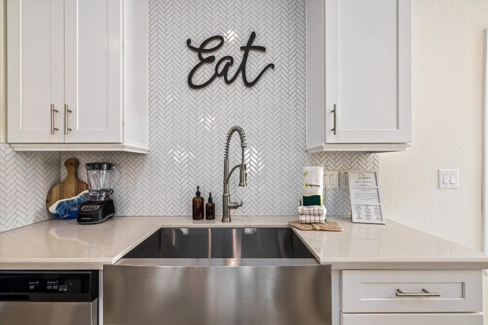 Hand soap and dish soap up top, dishwasher detergent underneath.