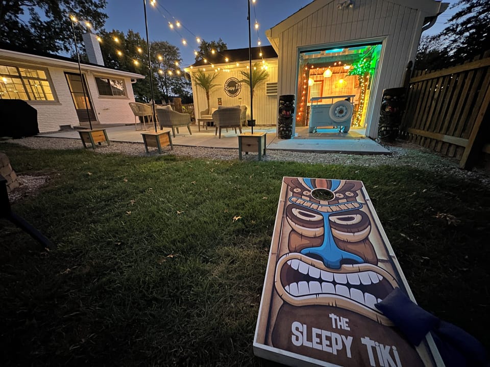 Enjoy a game of corn hole in the private, fenced yard.