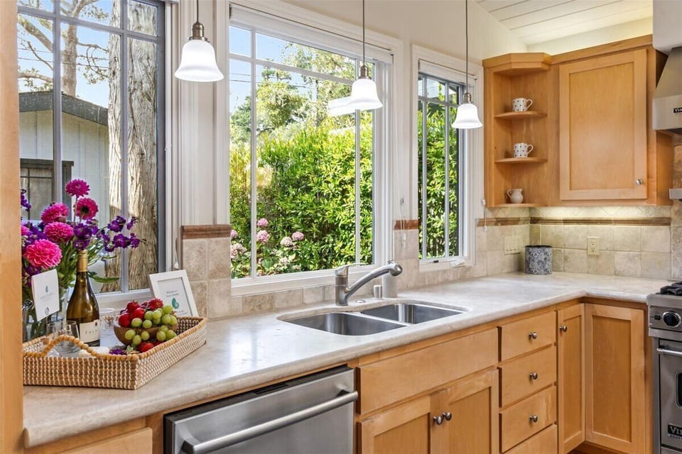 Fully Equipped Kitchen has High-End Stainless Appliances