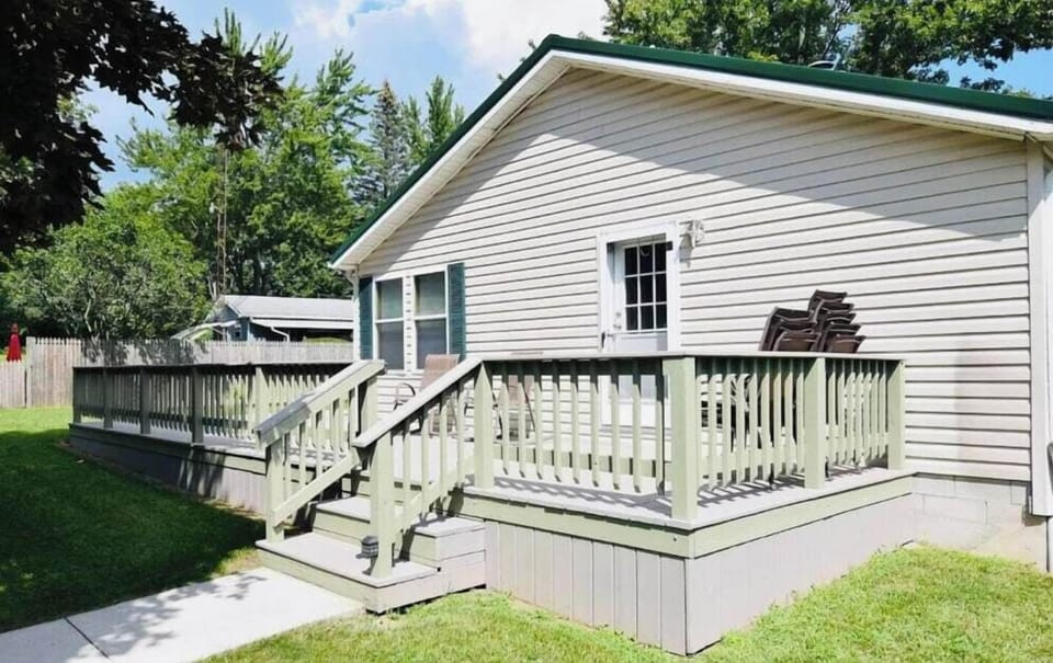 Deck and backyard