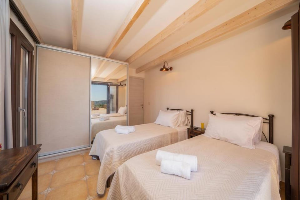 twin bedroom with french windows