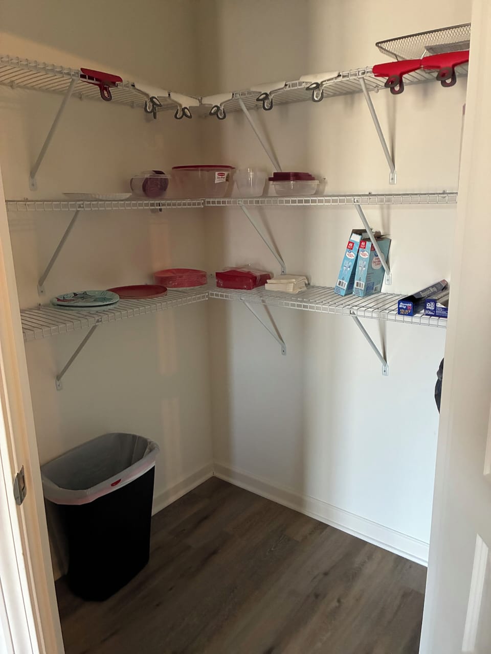 Pantry with stocked paper plates