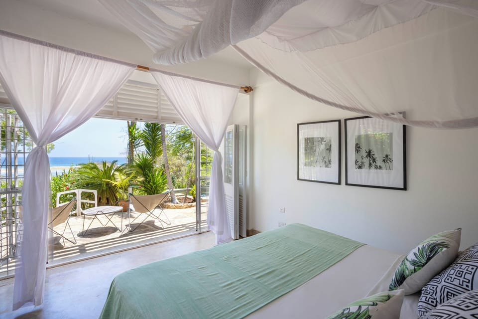 Bedroom 1 - the master bedroom with ocean views and ensuite bathroom