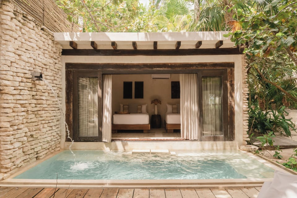 Outdoor pool, sun loungers
