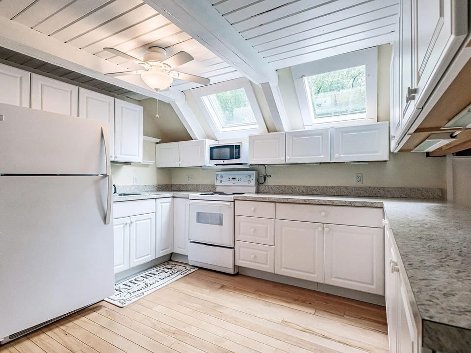 Kitchen with sky lights.