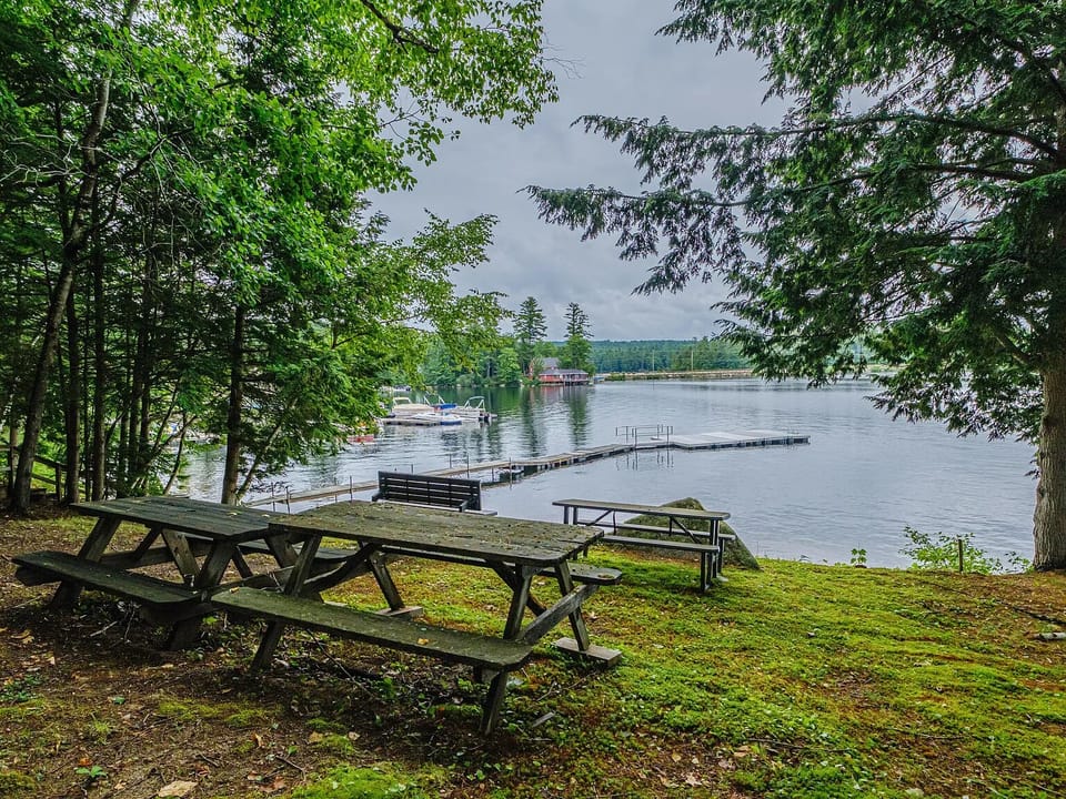 Picnic area at Alpine Village Association beach.